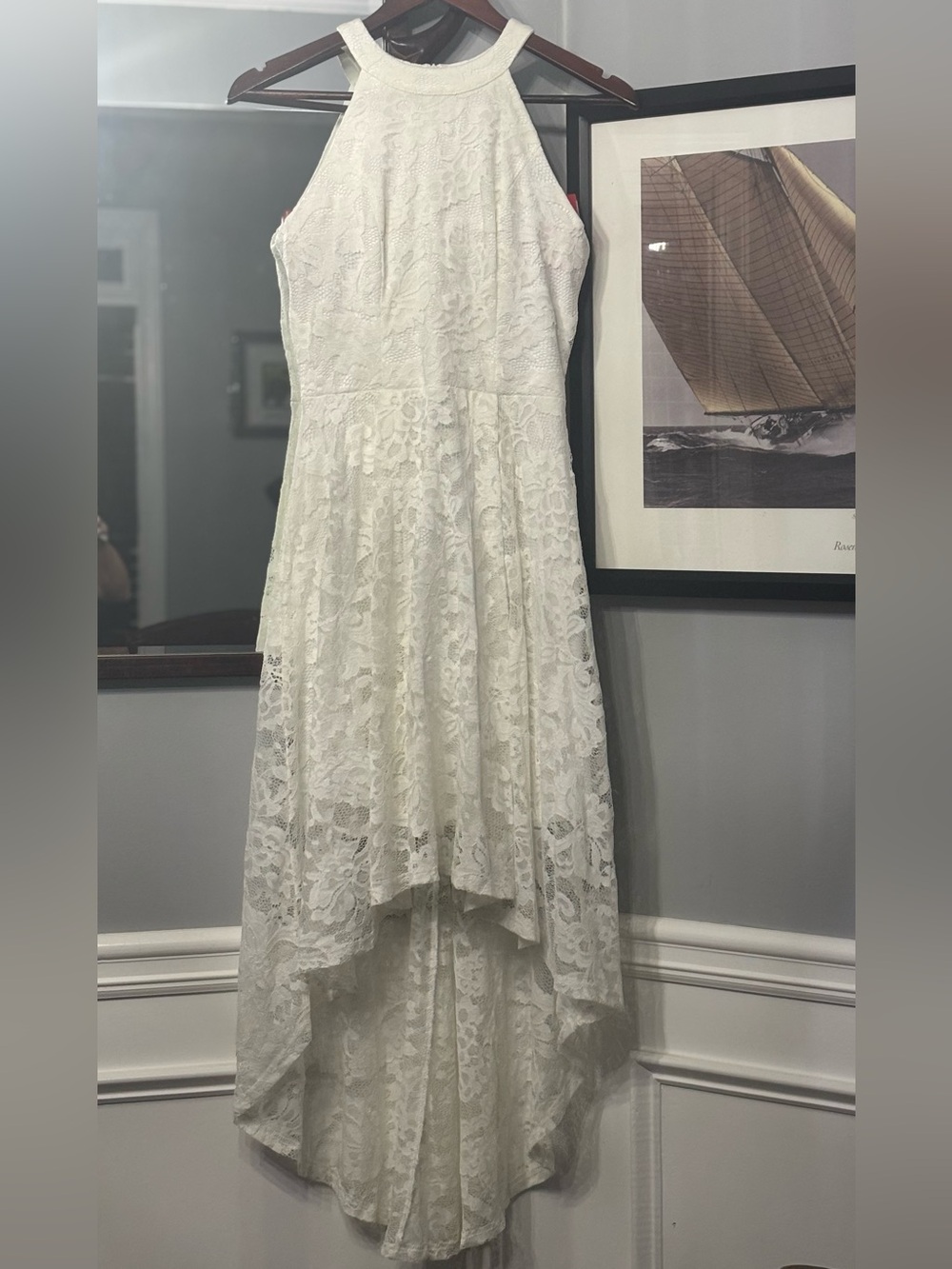Dressystar White Lace High-Low Dress, S - Picture 3 of 5